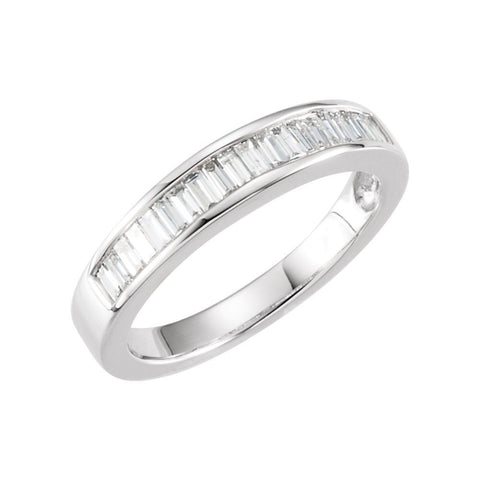 1/2 CTTW Baguette Diamond Anniversary Band in 14k White Gold (Size 5 )