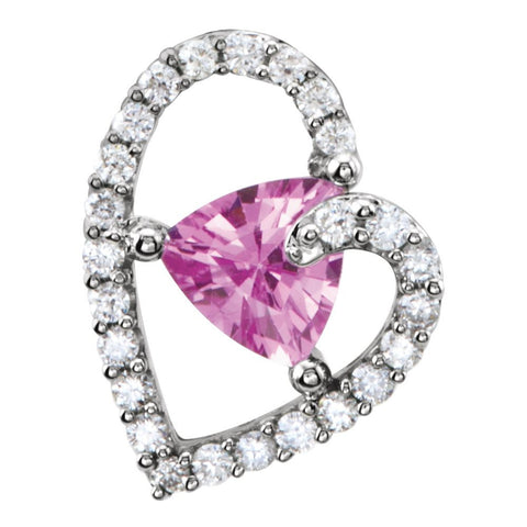 14k White Gold Pink Sapphire & 1/5 CTW Diamond Pendant