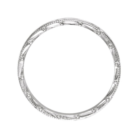 14k White Gold 3mm Hand Engraved Band Size 8