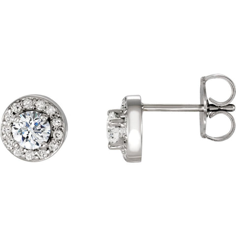 Pair of 3/8 CTTW Halo-Styled Stud Earrings in 14k White Gold