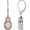 14K White Gold Morganite & 1/8 CTW Diamond Earrings
