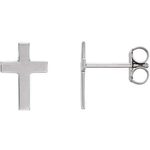 14k White Gold 10x6mm Cross Earrings
