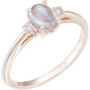 14k Rose Gold Rainbow Moonstone & 0.06 ctw. Diamond Ring, Size 7