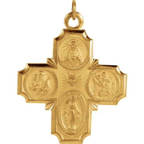 14k Yellow Gold 30x29mm Four-Way Cross Medal
