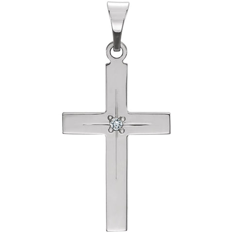 14k White Gold 18x12mm Diamond Cross Pendant