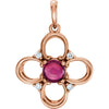 14k Rose Gold Pink Tourmaline & 0.06 ctw. Diamond Clover Pendant