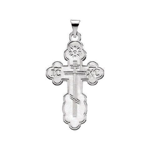14k White Gold 19x13mm Orthodox Cross Pendant with Packaging