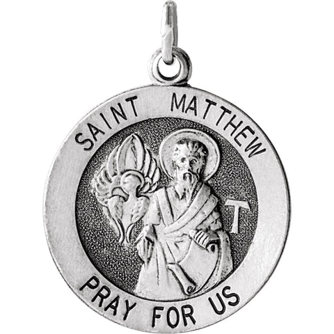 Sterling Silver 18mm Round St. Matthew Medal