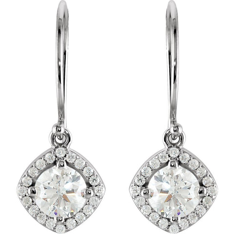 14k White Gold 1 3/4 CTW Diamond Earrings