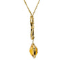 14k Yellow Gold Genuine Checkerboard Citrine & Diamond Necklace