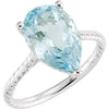 14k White Gold Sky Blue Topaz Rope Ring, Size 7