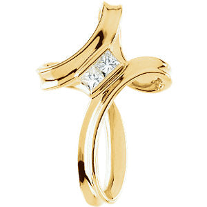 14k Yellow Gold 1/5 CTW Diamond Cross Pendant