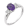 14K White Gold Amethyst & 0.04 CTW Diamond Ring (Size 6)