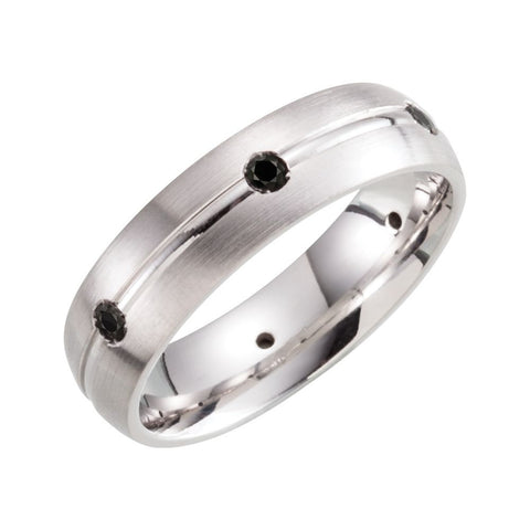 Sterling Silver 6mm 1/3 CTW Black Diamond Band Size 10