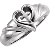 Heart and Cross Ring in 14k White Gold ( Size 6 )