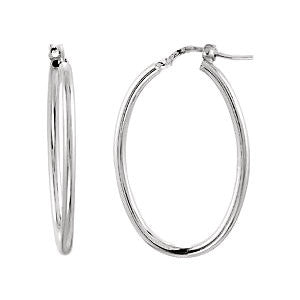 Sterling Silver 18x24mm Oval Tube Hoop Earrings