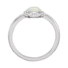 14k White Gold Opal Beaded Cabochon Ring , Size 7