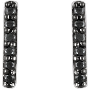 14k White Gold 1/10 CTW Black Diamond Vertical Bar Earrings