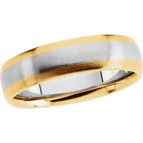 14K White & Yellow Gold 6mm Design Band Size 7.5