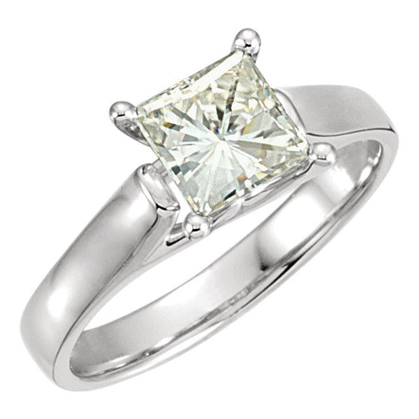 14k White Gold 6mm Square Forever Classic™ Moissanite Solitaire Engagement Ring, Size 7