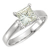06.00 mm = 1 1/4 ct. Created Moissanite Solitaire Engagement Ring in 14k White Gold ( Size 6 )
