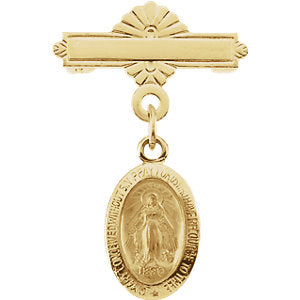 14k Yellow Gold Miraculous Baptismal Pin