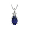 14K White Gold Created Blue Sapphire & 0.02 CTW 18-Inch Necklace