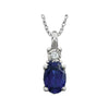 14K White Gold Created Blue Sapphire & 0.02 CTW 18-Inch Necklace