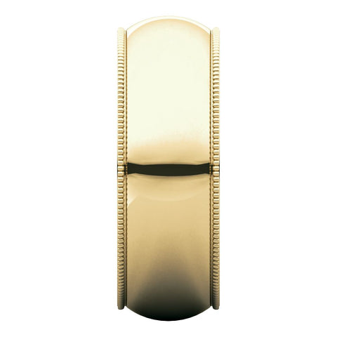 14k Yellow Gold 7mm Milgrain Wedding Band, Size 11