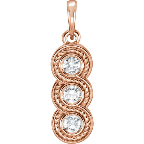 14k White Gold 1/3 CTW Diamond 3-Stone Pendant