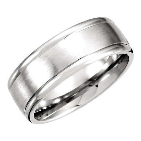 Platinum 8mm Fancy Carved Band with Satin Finish Size 10.00