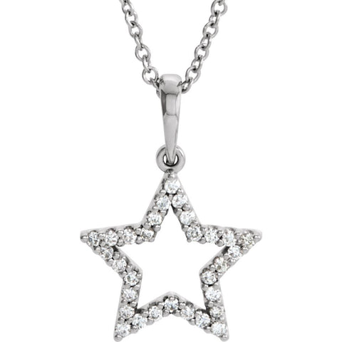 14k White Gold 1/6 CTW Diamond Petite Star 16" Necklace