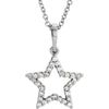 14K White Gold 1/6 CTW Diamond Petite Star 16-Inch Necklace