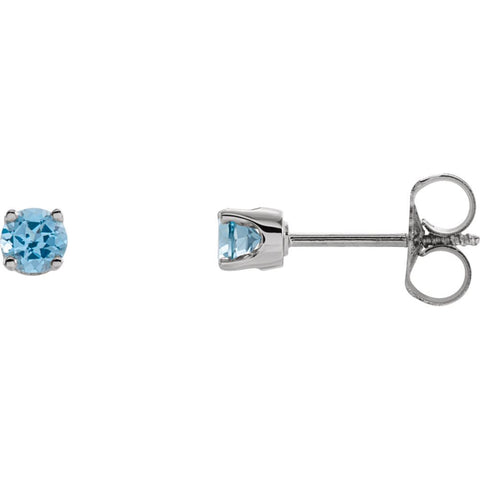 14k White Gold Swiss Blue Topaz Youth Earrings