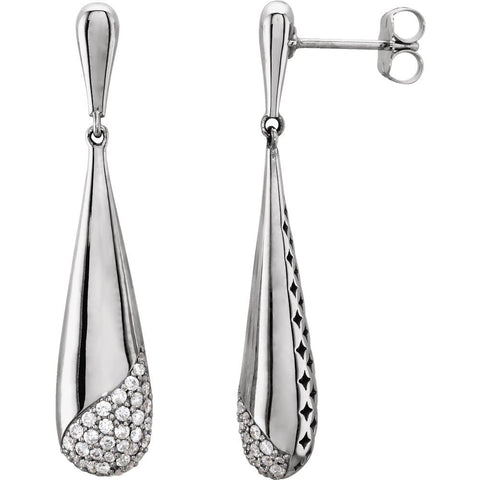 14k White Gold 1/3 CTW Diamond Teardrop-Shaped Earring
