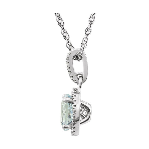 14k White Gold Aquamarine & 1/10 CTW Diamond 18" Necklace