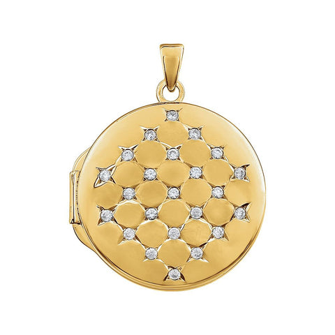 14K Yellow Gold-Plated Sterling Silver Round Cubic Zirconia Locket