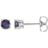 14K White Gold 4mm Round Chatham« Created Alexandrite Earrings