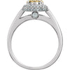 14k White Gold 1/2 CTW Yellow & White Diamond Ring, Size 7