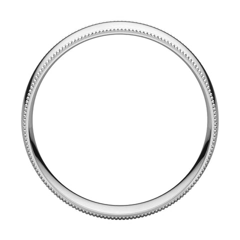 14k White Gold 6mm Light Comfort Fit Milgrain Band , Size 10