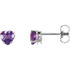 14k White Gold Amethyst Heart Earrings