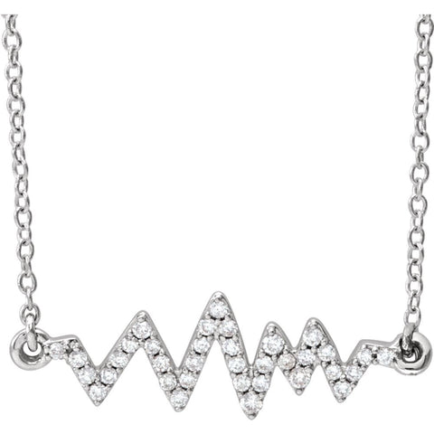 14k White Gold 1/6 CTW Diamond Heartbeat 16-18" Necklace