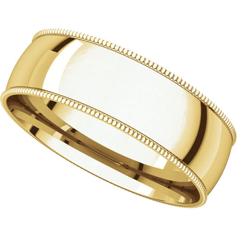 14k Yellow Gold 6mm Light Comfort Fit Milgrain Band , Size 11