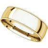 14k Yellow Gold 6mm Light Comfort Fit Milgrain Band , Size 10