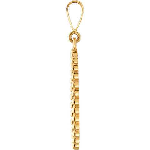 14k Yellow Gold Beaded Oval Silhouette Pendant