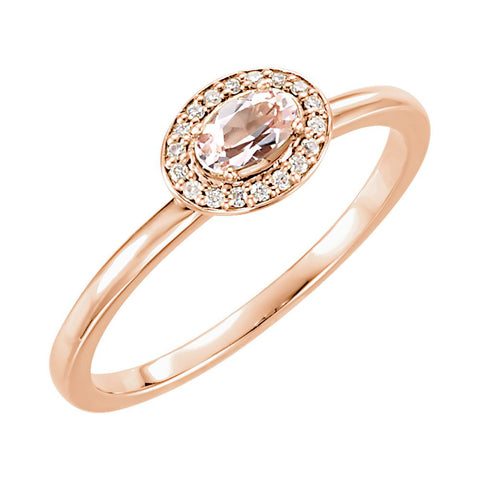 14k Rose Gold Morganite & .05 CTW Diamond Ring, Size 7