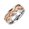 14K Rose and White Gold 8mm Hand-Woven Band Size 8.5