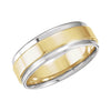 7.5 mm Two-Tone Step-Edge Comfort-Fit Wedding Band Ring in 14k White and Yellow Gold (Size 5 )