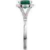 14k White Gold Lab Created Emerald & 1/6 CTW Diamond Ring, Size 7