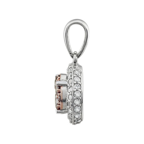 14k White Gold 3/8 CTW Diamond Brown & White Halo Pendant
